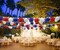 Hanging Party Decorations Set, 15pcs Navy Blue White Red Paper Flowers Pom Poms Balls and Paper Lanterns for 4th of July Decorations Patriotic Decoration Wedding Birthday Baby Shower